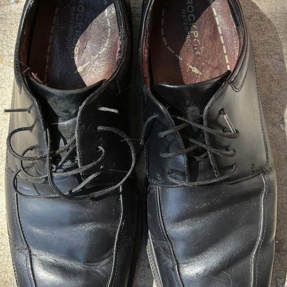 ROCKPORT Men\'s Size 8 M Black Leather Casual Dress Waterproof Shoes APM11491